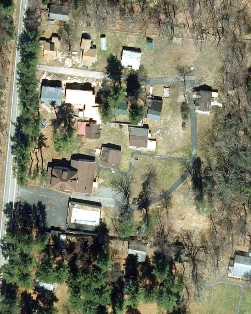 Aerial view of a bungalow colony